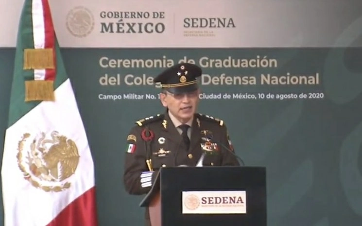 El general Armando Gómez Mendoza, director del Colegio de la Defensa Nacional. Imagen tomada de la transmisión en vivo a través de YouTube  