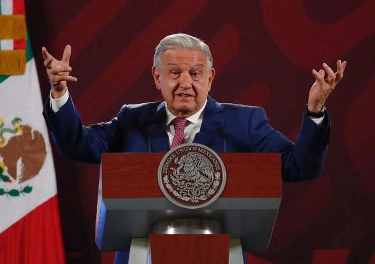 El presidente Andrés Manuel López Obrador, durante su conferencia matutina en Palacio Nacional, en la Ciudad de México, el 16 de mayo de 2023. Foto Cristina Rodríguez