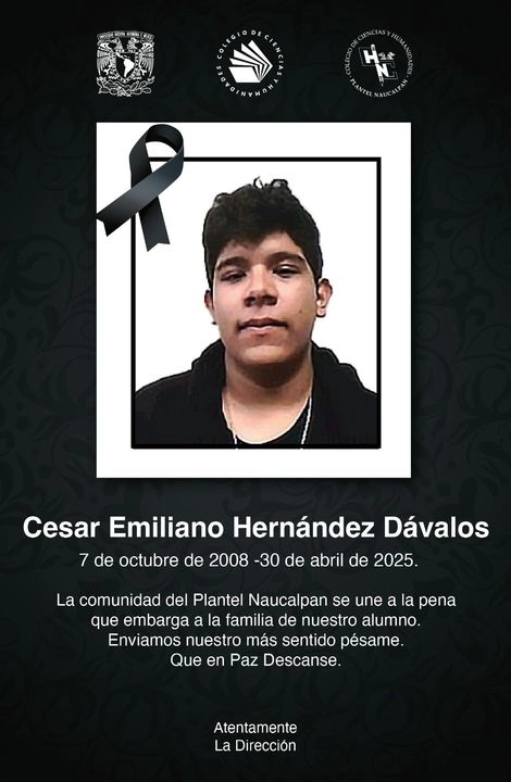 La institución académica difundió una ficha donde lamentó el deceso. Foto