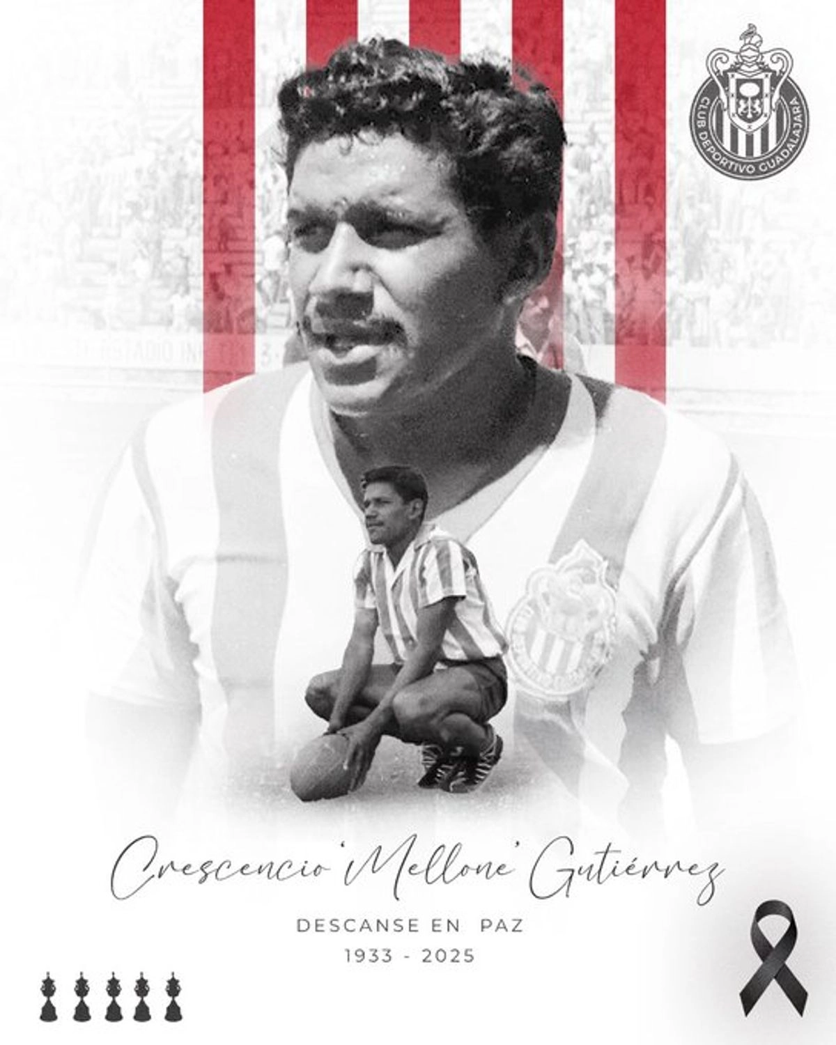 En redes sociales, las Chivas lamentaron el deceso de Crescencio Gutiérrez. Foto tomada de la cuenta de X 