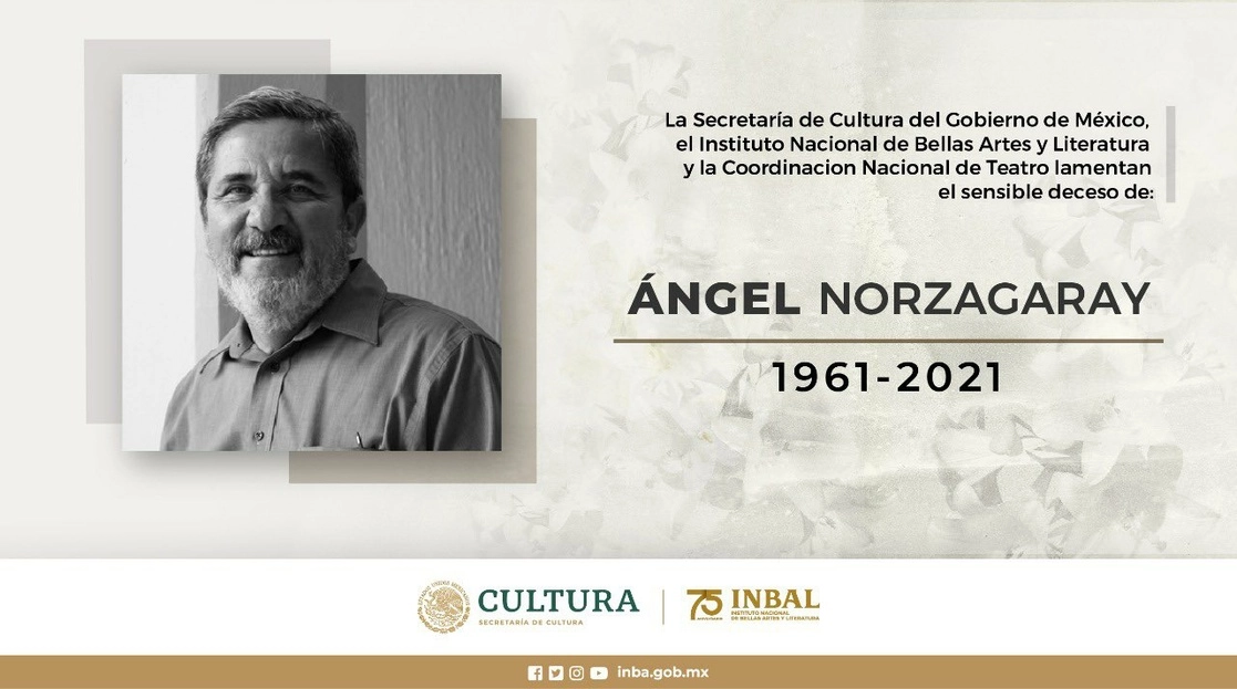 Esta es la imagen que publicó en su Twitter el INBAL lamentando el deceso del dramaturgo. Foto @bellasartesinba