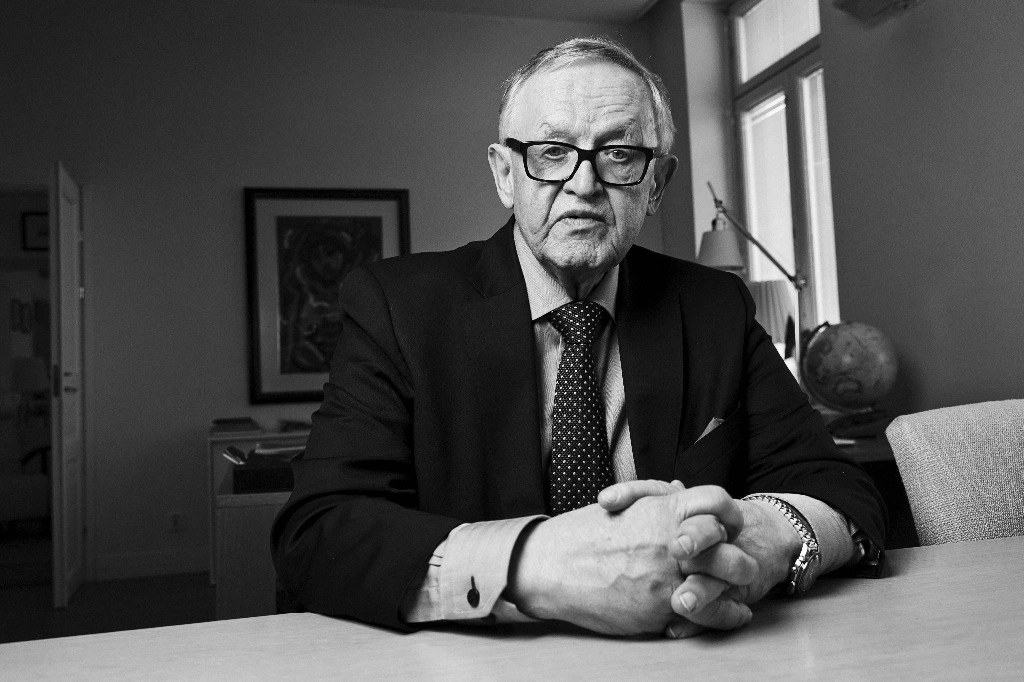 Martti Ahtisaari, ex presidente finlandés y premio Nobel de la Paz, en Helsinki, Finlandia.Foto Afp