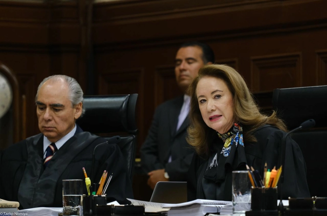 La ministra Yasmín Esquivel Mossa (der.) durante la apertura de la sesión solemne del Seguro Periodo de sesiones de la SCJN, el 1 de agosto de 2019. Foto Cuartoscuro
