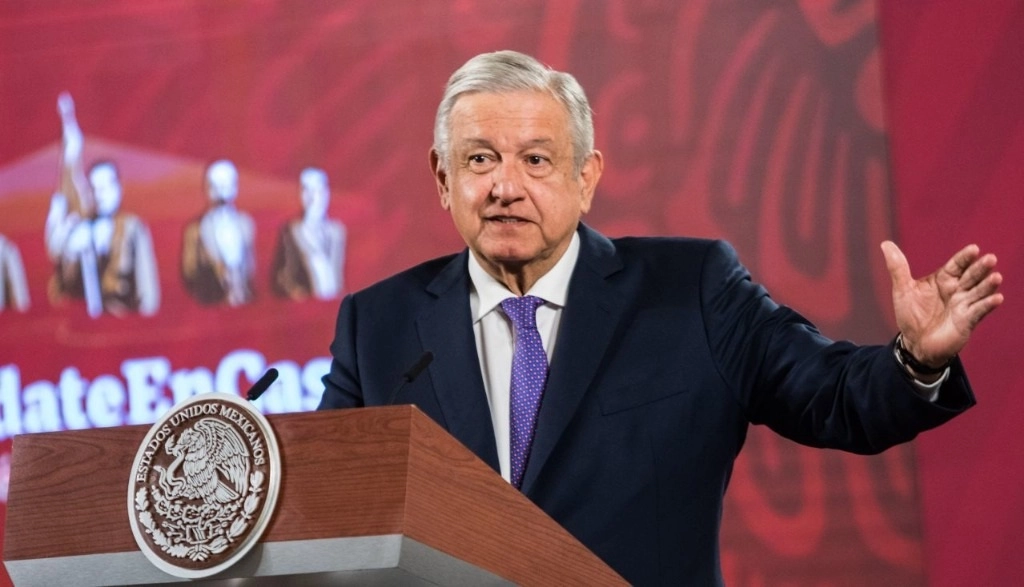 El presidente López Obrador durante su conferencia de esta mañana desde Palacio Nacional. Foto Cuartoscuro 