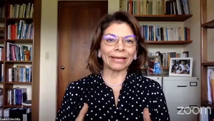 Laura Chinchilla, ex presidenta de Costa Rica. Imagen tomada de la transmisión a través de la cuenta en Facebook del PAN 