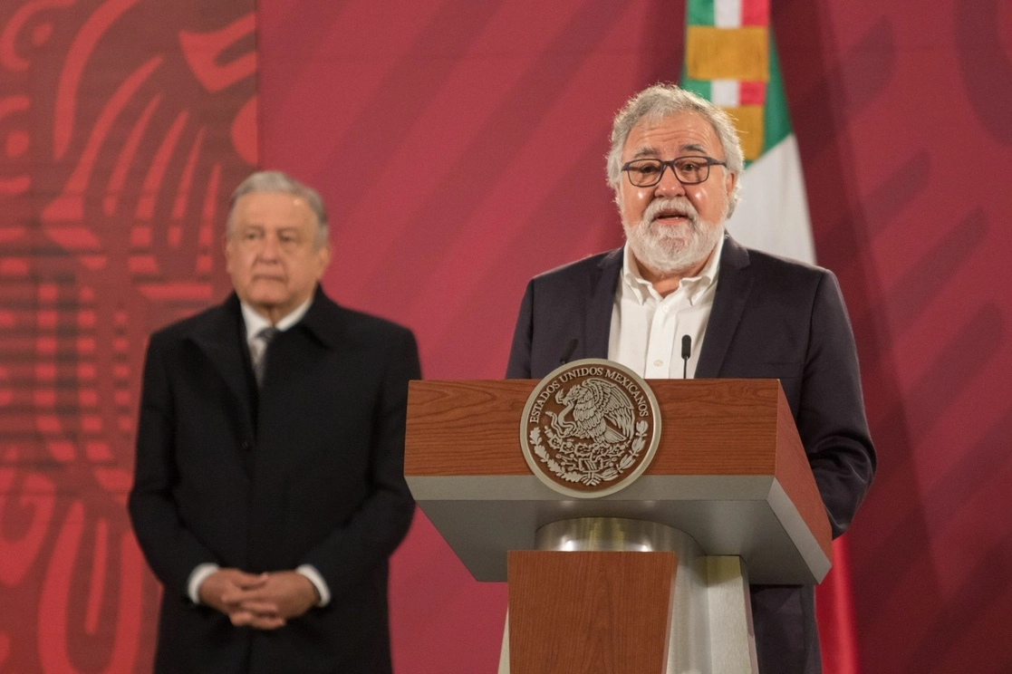 El subsecretario de DH de la Segob, Alejandro Encinas durante su participación en la conferencia matutina del presidente Andrés Manuel López Obrador este 10 de diciembre de 2020. Foto Cuartoscuro 