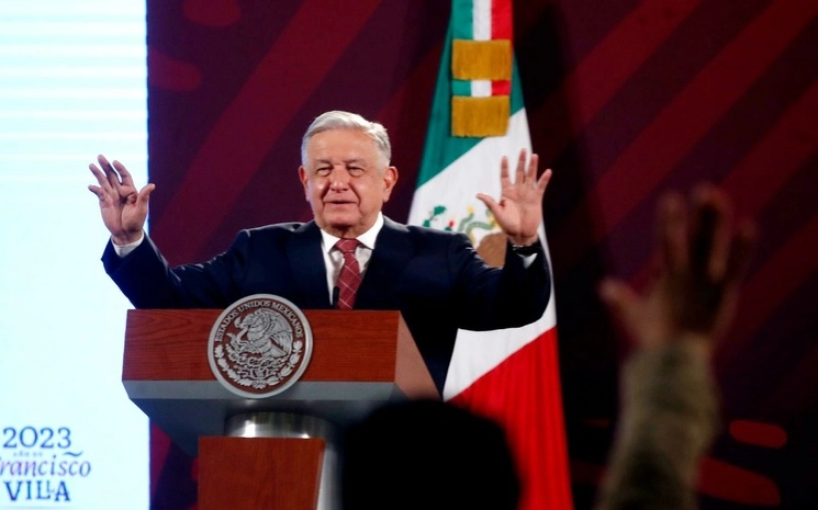 El presidente Andrés Manuel López Obrador durante conferencia matutina. Foto Cristina Rodríguez