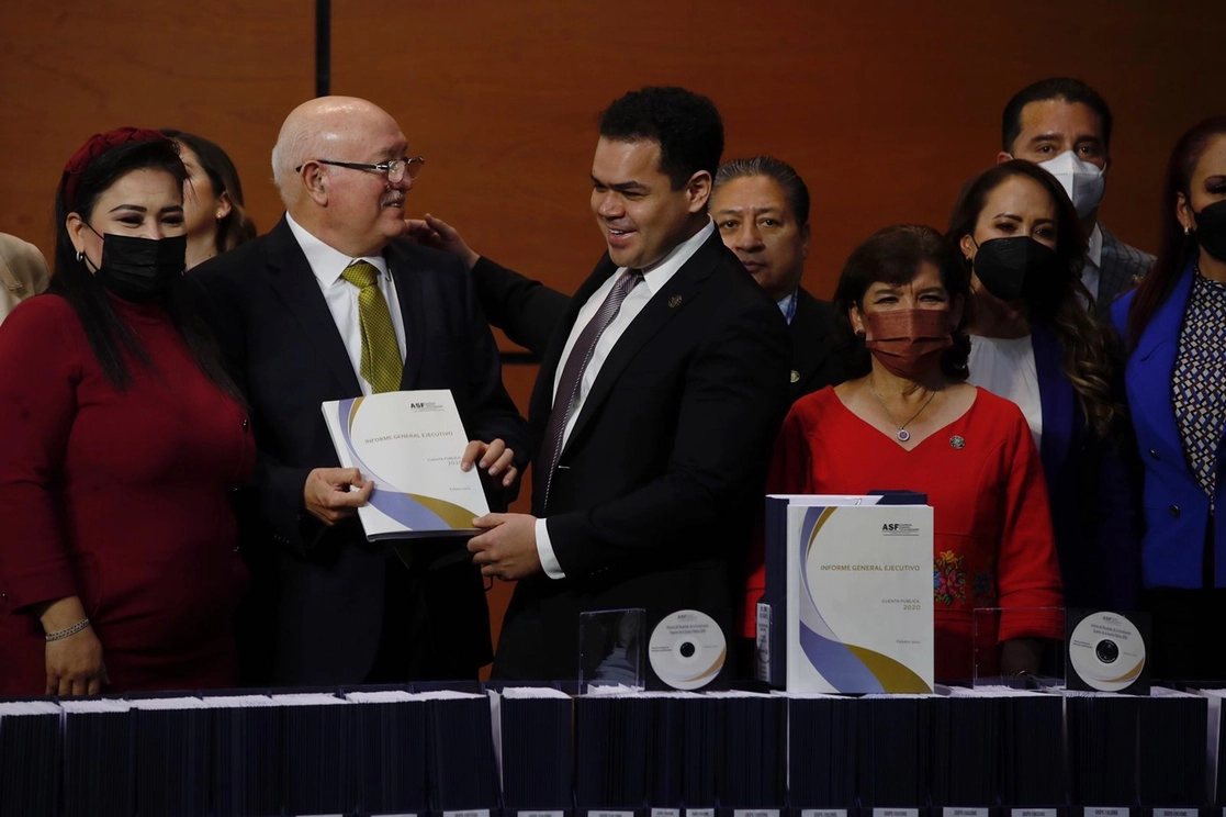 Entrega del informe general del resultado de la Fiscalización Superior de la Cuenta Pública 2020, en la Cámara de Diputados, en la Ciudad de México, el 20 de febrero de 2022. Foto Cristina Rodríguez