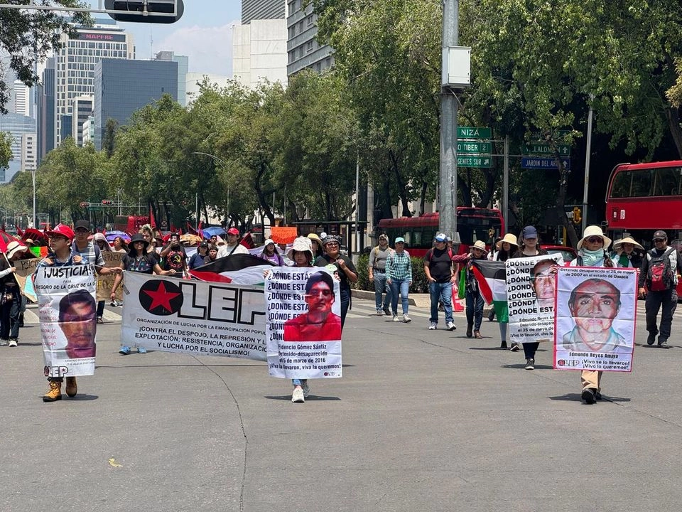 En el marco de la semana internacional del detenido desaparecido, familiares exigieron la “presentación con vida” de todos los activistas y luchadores sociales que por “motivos políticos” han sido victimas de desaparición forzada. Imagen del 31 de mayo de 2025. Foto 