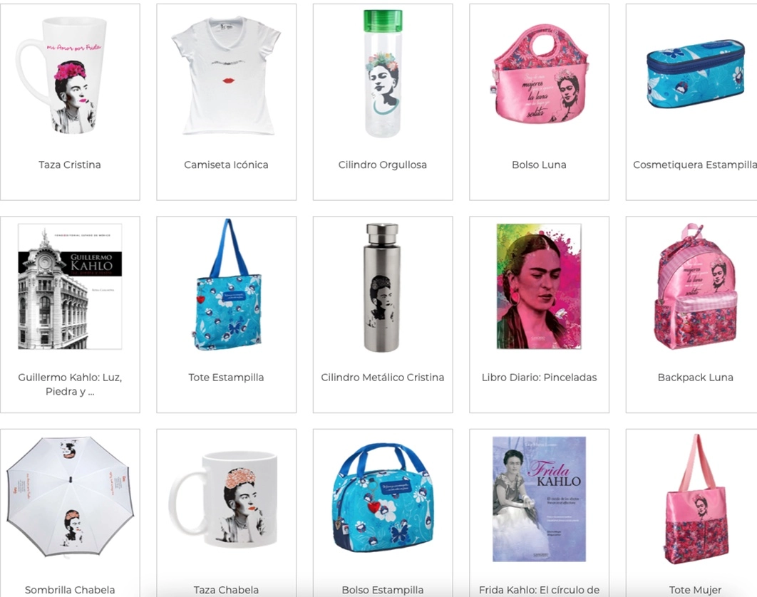 La tienda en línea de la familia Kahlo. Imagen tomada del sitio de lossecretrosdefrida.com