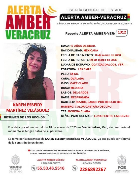 La madre agregó que ha sido amenazada por el presunto captor de su hija, el cual le asegura que pertenece a la delincuencia organizada y que por ello puede actuar de manera impune en este caso.
