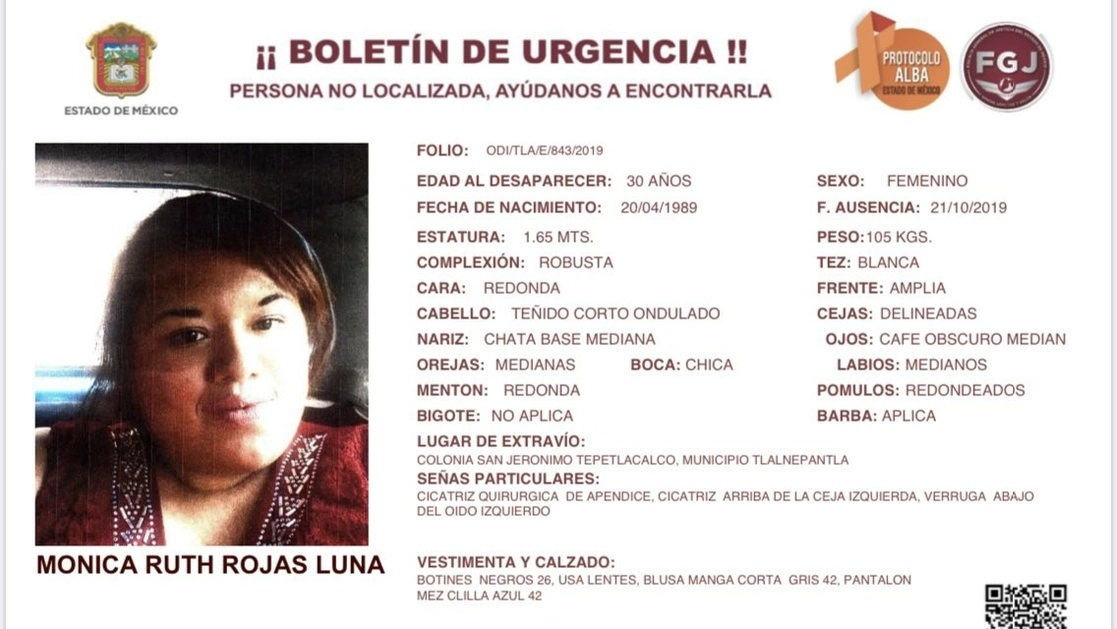 Mónica Ruth Rojas fue reportada como desaparecida en 2019. Foto cortesía FGJ