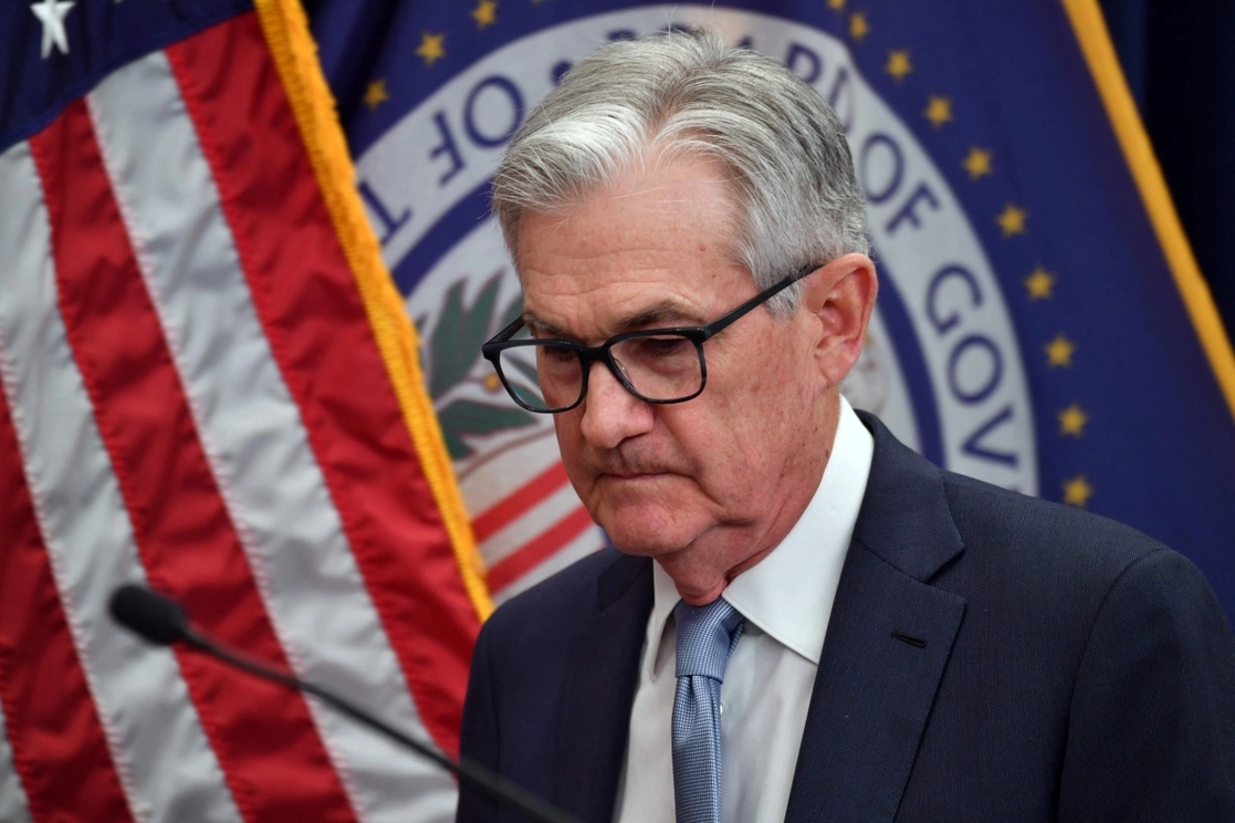 El presidente de la Fed, Jerome Powell, anunció el aumento de la tasa de préstamo de referencia en medio punto porcentual, durante su conferencia en el edificio de la Junta de la Reserva Federal en Washington, D.C., el 14 de diciembre de 2022. Foto Afp