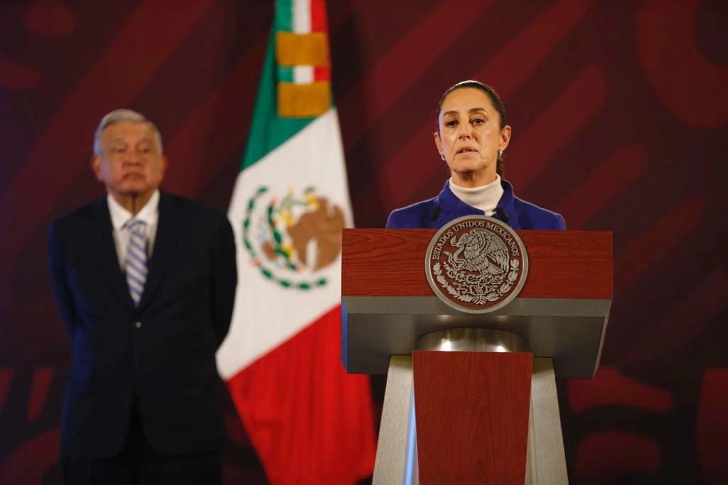 La jefa de Gobierno de la Ciudad de México, Claudia Sheibaum, durante la conferencia presidencial matutina en Palacio Nacional, en Palacio Nacional, Ciudad de México, el 12 de enero de 2023. Foto José Antonio López