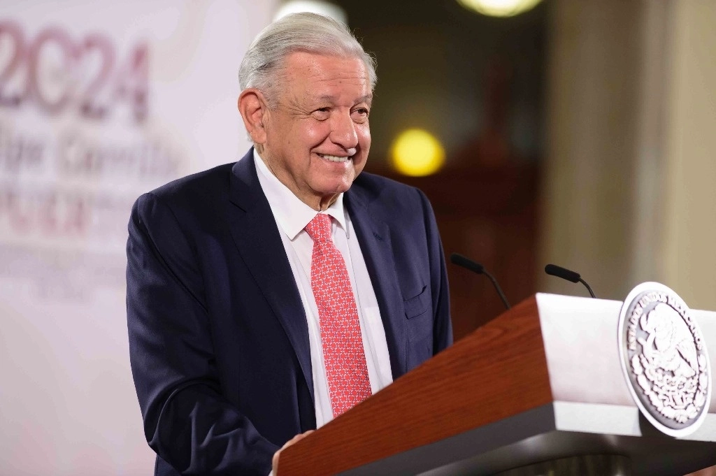 El presidente López Obrador, desde Palacio Nacional, al ofrecer su conferencia de prensa, el 24 de junio de 2024. Foto cortesía Presidencia