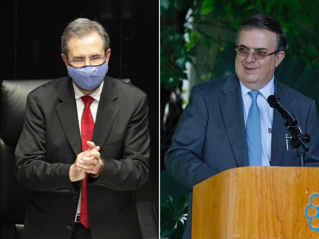 El canciller Marcelo Ebrard le deseó éxito a Esteban Moctezuma en su nuevo encargo, donde se esperan importantes retos en la relación bilateral a partir de la llegada a la presidencia de ese país del demócrata Joe Biden. Fotos Cristina Rodríguez y Roberto García Ortiz / Archivo