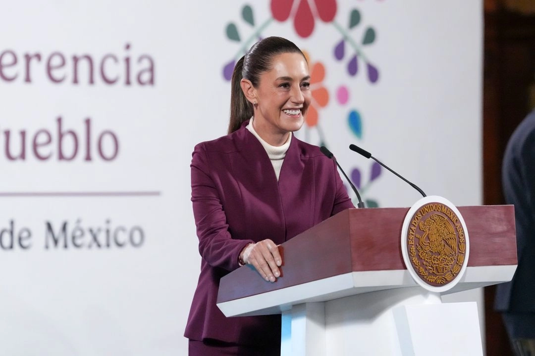 La presidenta de México, Claudia Sheinbaum Pardo, durante su conferencia matutina en Palacio Nacional, en la Ciudad de México, el 24 de junio de 2025. Foto 