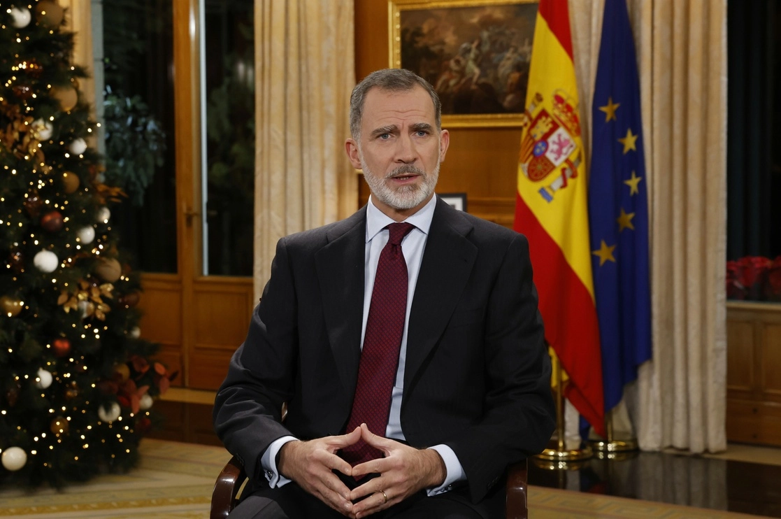 El rey de España, Felipe VI durante su mensaje con motivo de la Navidad. Foto Europa Press 
