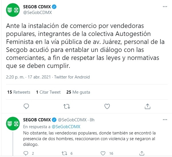Publicación en las redes del gobierno capitalino