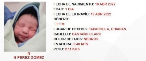 La Fiscalía obtuvieron datos de un informante que refirió que una mujer de quien no se tenían datos estuviera embarazada, llegó a su domicilio con un bebé en brazos. Foto @IMSSchiapas