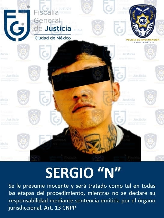 El Cacho”, y su presunta participación en los delitos de homicidio calificado, homicidio en grado de tentativa y narcotráfico. Foto FGJCDMX