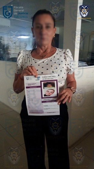 La dependencia emitió un fotovolante de se “busca familiares” con el expediente número MI/311/2023 con la imagen de Carmen Angélica. Foto FGJCDMX

