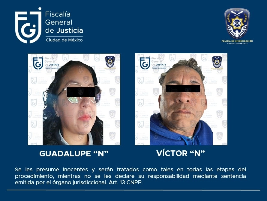 Guadalupe Josselin N fue ingresada al Centro Femenil de Reinserción Social Santa Martha Acatitla, y Víctor N al Reclusorio Preventivo Varonil Oriente. Foto cortesía FGJCDMX