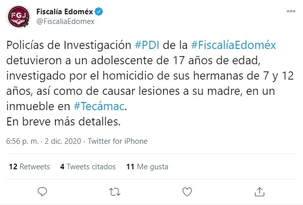 La dependencia dio a conocer en sus redes la detención. Foto @FiscaliaEdomex