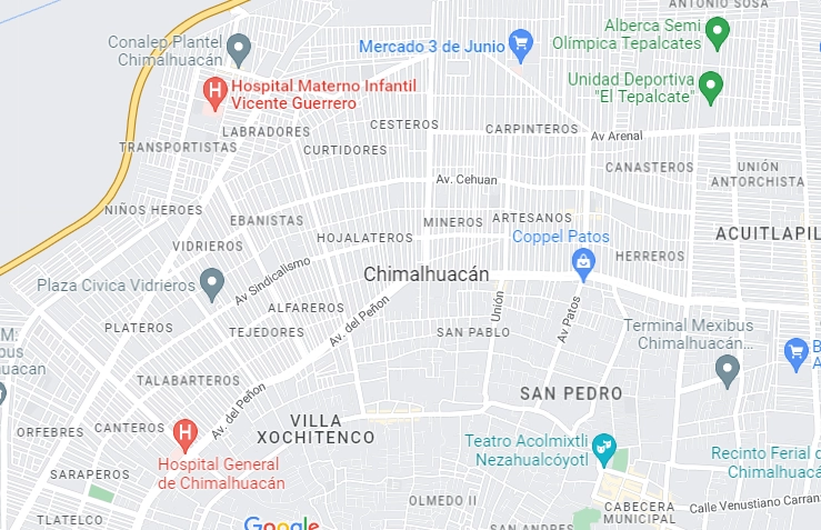 Colectivos piden justicia para el feminicidio de Ana María, quien murió en un incendio provocado en Chimalhuacán. Foto Google Maps