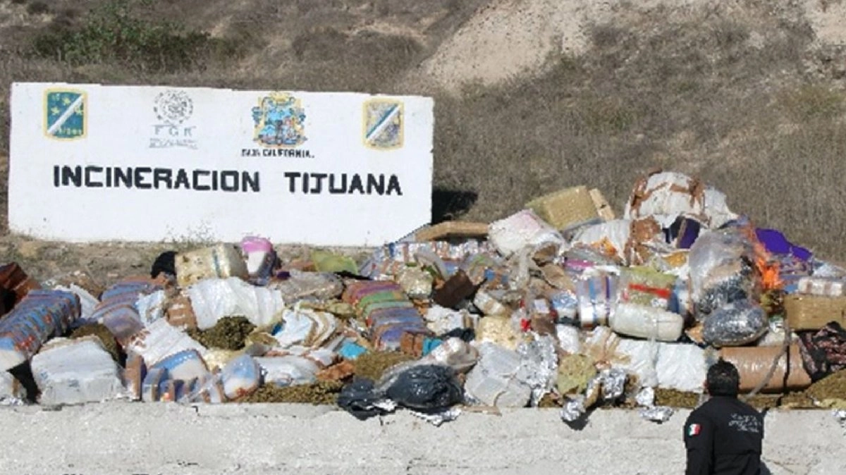 Las drogas incineradas fueron aseguradas en diversas acciones por parte del Gabinete de Seguridad del Gobierno de México, FGR y autoridades locales en Baja California. 
