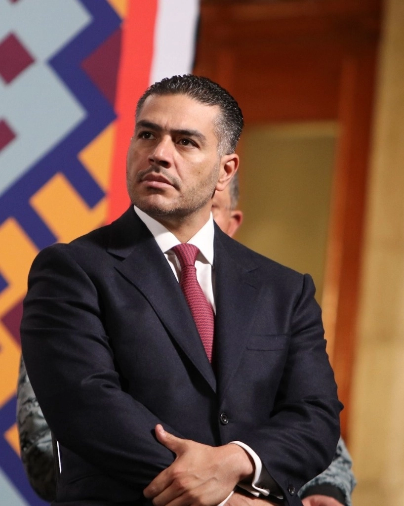 Omar García Harfuch, titular de la SSPC, en la conferencia matutina de la presidenta Claudia Sheinbaum, el 25 de febrero de 2025. Foto Cuartosuro  

