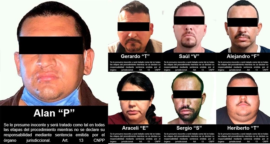 Integrantes de la banda dedicada al tráfico ilegal de personas. Foto FGR