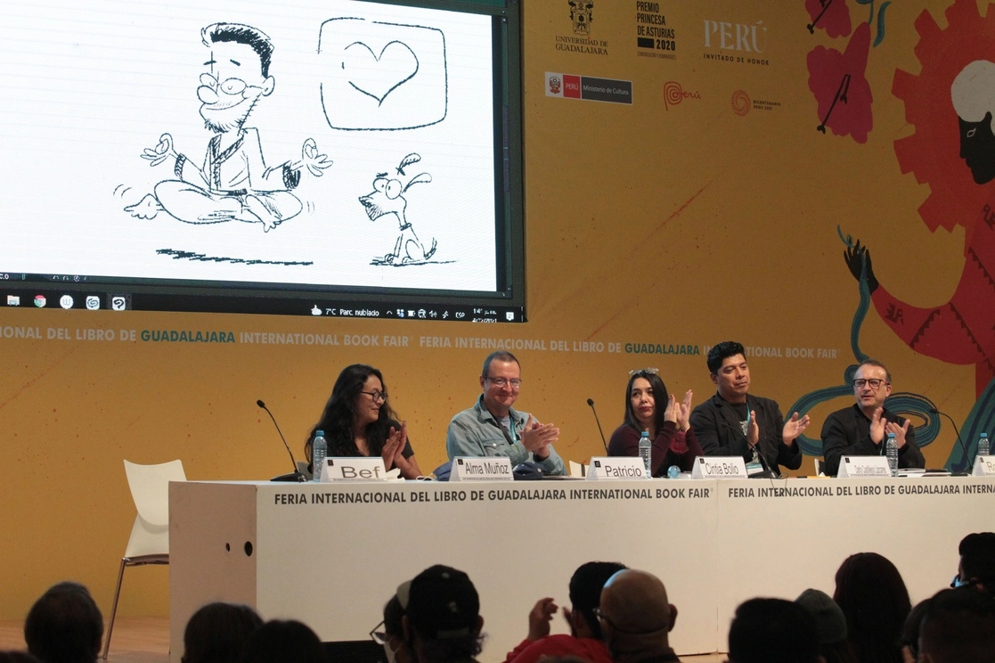 Homenaje Póstumo al caricaturista Antonio Helguera en la FIL de Guadalajara. Foto Arturo Campos