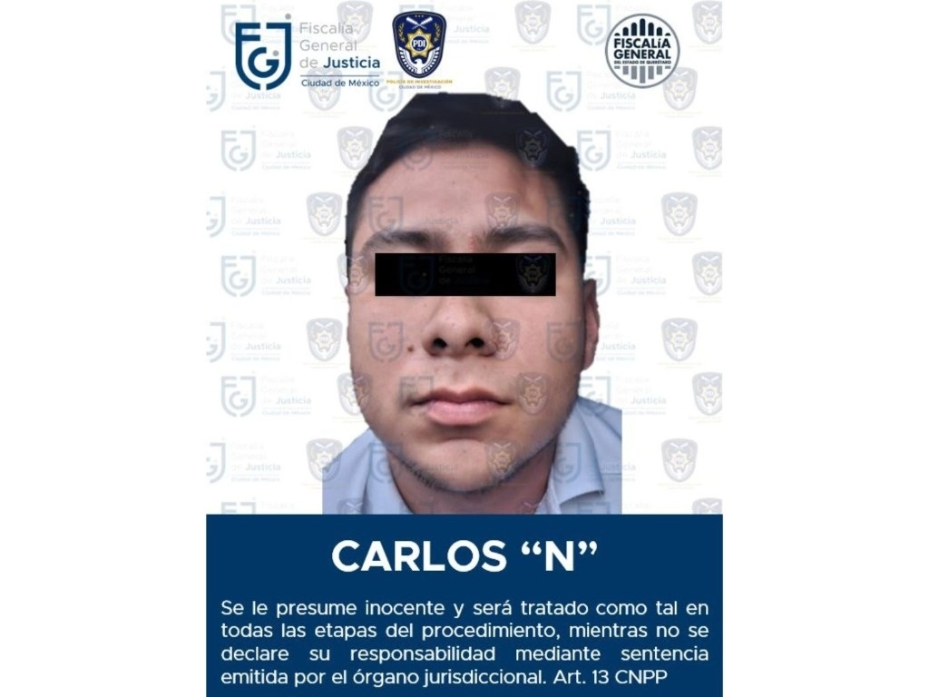 Con un oficio de colaboración se logró su detención en el estado de Querétaro y tocará a un juez de control determinar su situación jurídica. Foto FGJ CDMX