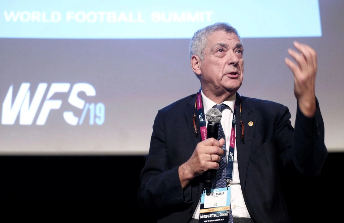 El ex presidente de la Real Federación Española de Futbol (RFEF), Ángel María Villar, durante la cuarta edición de World Football Summit, en Madrid, el 25 de septiembre de 2019. Foto 