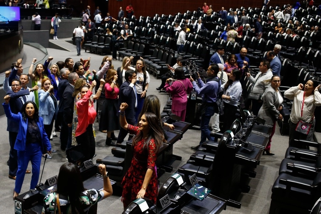 Durante la sesión plenaria en la Cámara de Diputados, para discutir el dictamen sobre las pensiones, el pasado 17 de abril. Foto José Antonio López/ La Jornada