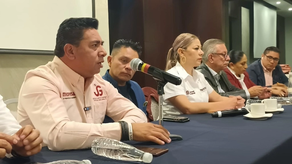Conferencia de prensa del secretario General de Morena en Guanajuato, Jesús Ramírez Garibay. Foto Carlos García