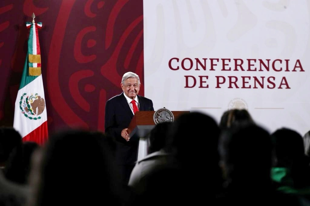 El presidente de México, Andrés Manuel López Obrador, durante su conferencia matutina en Palacio Nacional en la Ciudad de México, el 3 de agosto de 2022. Foto Roberto García Ortiz