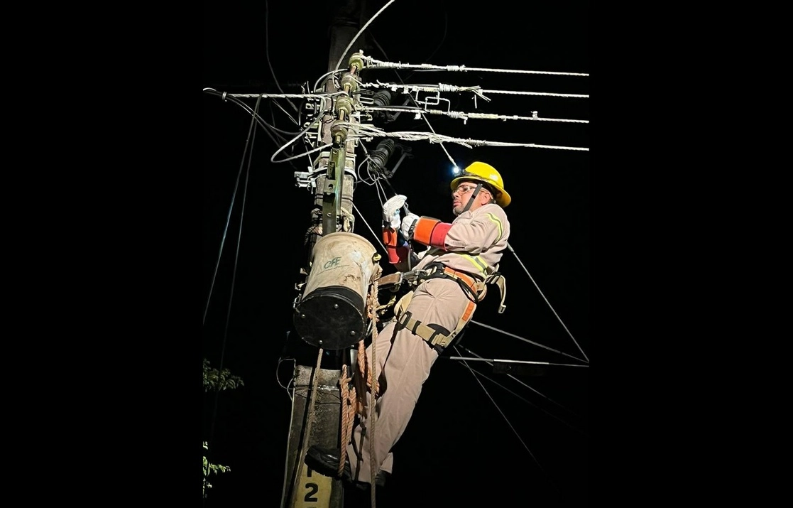 La CFE desplegó 415 trabajadores electricistas, 140 vehículos y 76 grúas, para restablecer el servicio afectado por el frente frío 19. Foto Tomada del Twitter @CFEmx 
