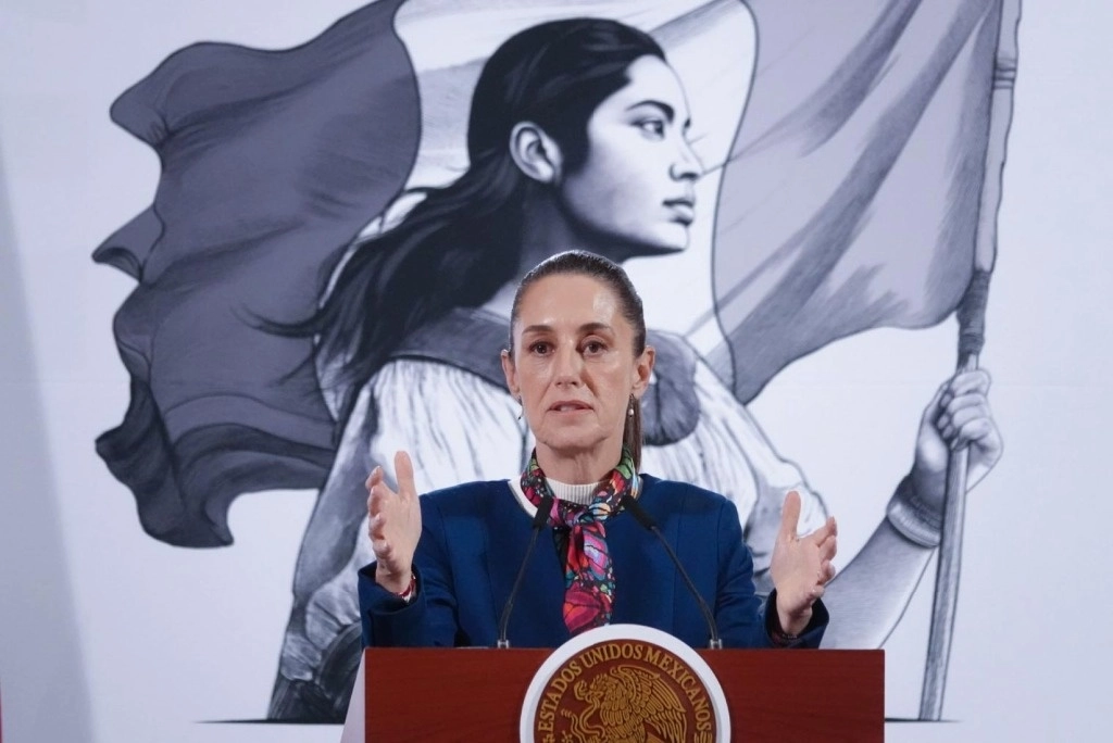 La presidenta Claudia Sheinbaum, durante su conferencia de este martes desde Palacio Nacional. Foto Cuartoscuro 