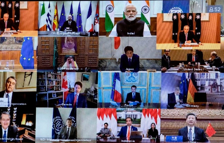 Videoconferencia de los líderes del G20 para discutir el enfrentamiento a la pandemia del coronavirus Covid-19. Foto Afp