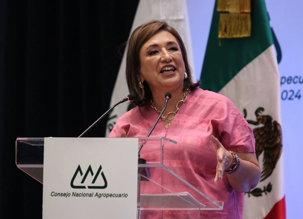 Xóchitl Gálvez, candidata a la presidencia por la coalición Va por México, durante reunión con el Consejo Nacional Agropecuario. Foto Cuartoscuro 