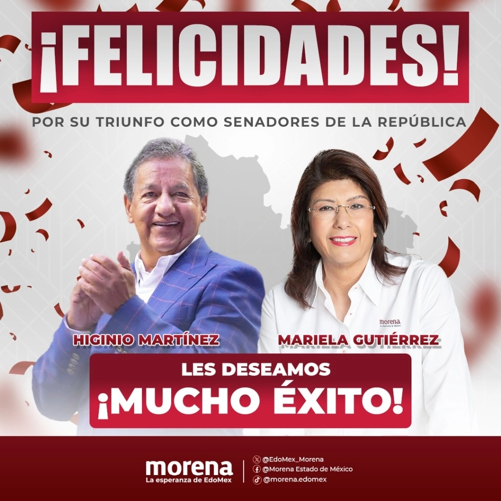 Los nuevos senadores electos manifestaron que llegarán a la Cámara Alta a defender los intereses del Estado de México. Foto Tomada de X @EdoMex__Morena