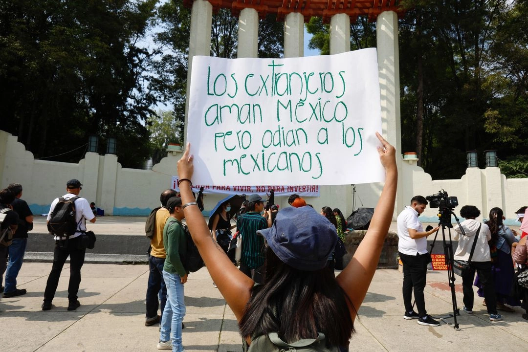 Manifestante durante la protesta en contra de la gentrificación. Foto 