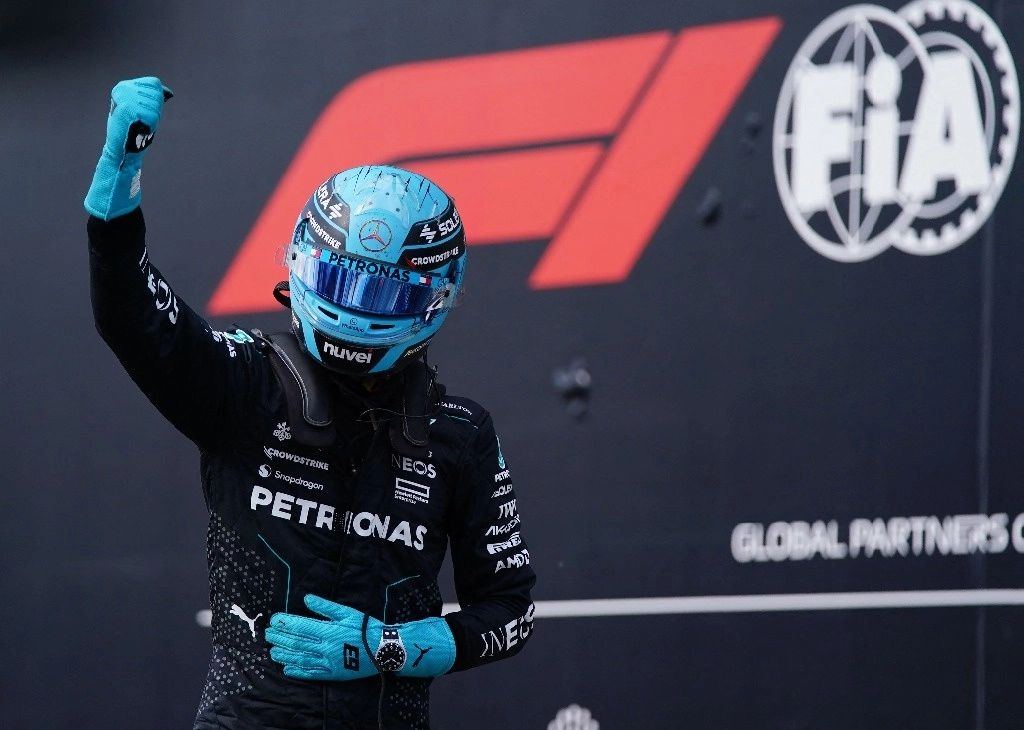 El piloto británico, George Russell se hizo con la posición de honor para el GP de Canadá con un tiempo de 1 minuto 12.000 segundos. Foto Afp