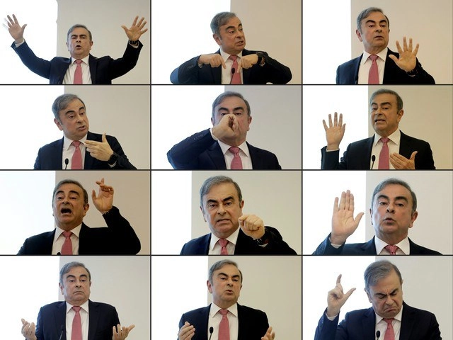 Carlos Ghosn ofreció una conferencia este miércoles por primera vez desde su huida de Japón y negó las acusaciones de malversación financiera. Fotos Afp