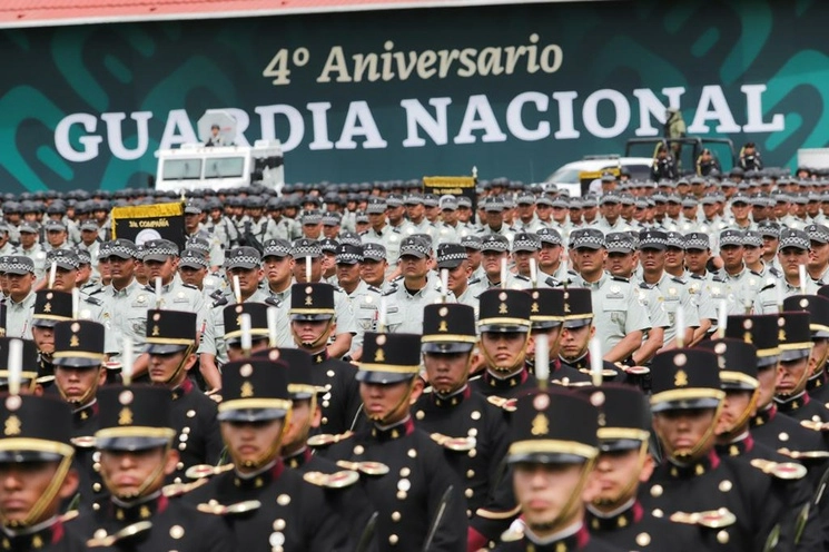 Preparativos para el festejo del cuarto aniversario de la Guardia Nacional en Campo Marte, en la Ciudad de México, el 30 de junio de 2023. Foto Pablo Ramos