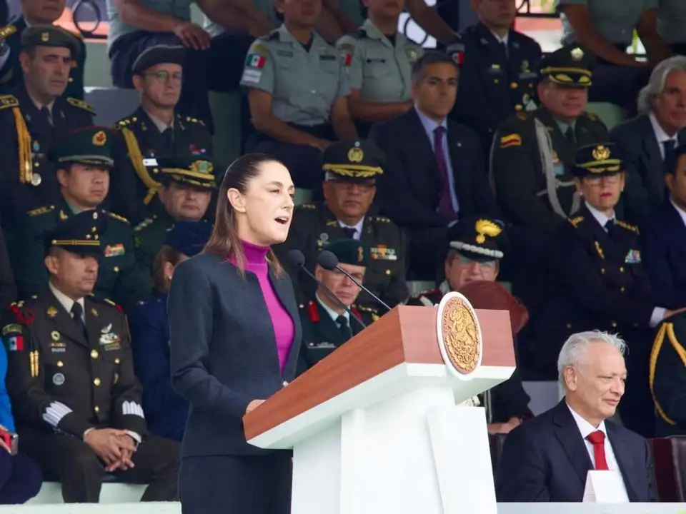  La presidenta de México, Claudia Sheinbaum, durante la ceremonia por el sexto aniversario de la Guardia Nacional, en la Ciudad de México, el 30 de junio de 2025. 