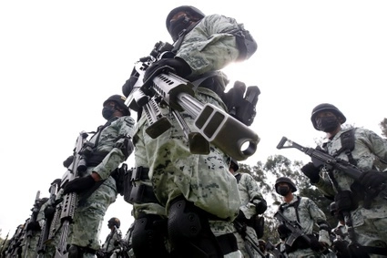 Elementos de la Guardia Nacional durante el abanderamiento de la Fuerza Especial de Reacción e Intervención del grupo, en  agosto de 2022. Foto José Antonio López / archivo