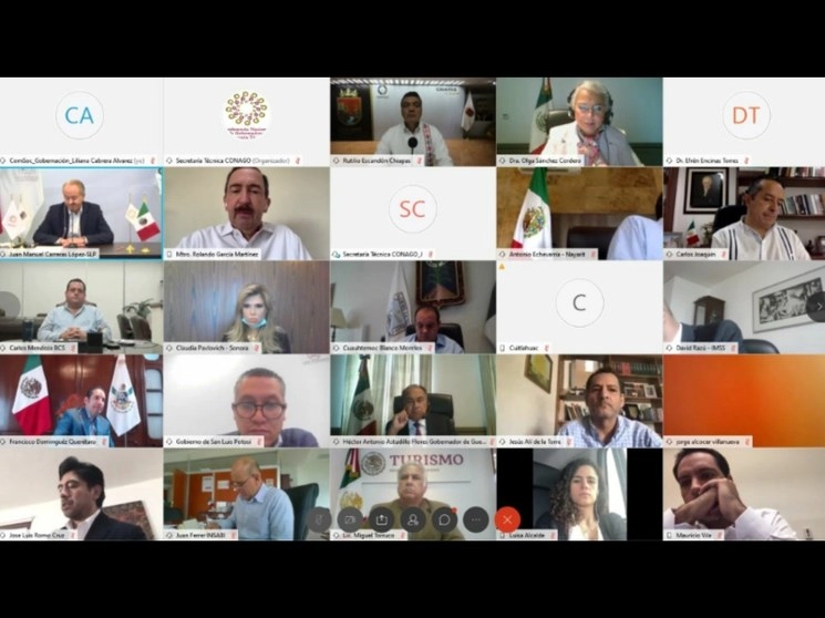 En este gobierno “no queremos ejercer ni remotamente el monopolio de la discusión de los asuntos públicos", dijo Sánchez Cordero. Imagen tomada de la transmisión de la reunión por la cuenta en Twitter de @SEGOB_mx